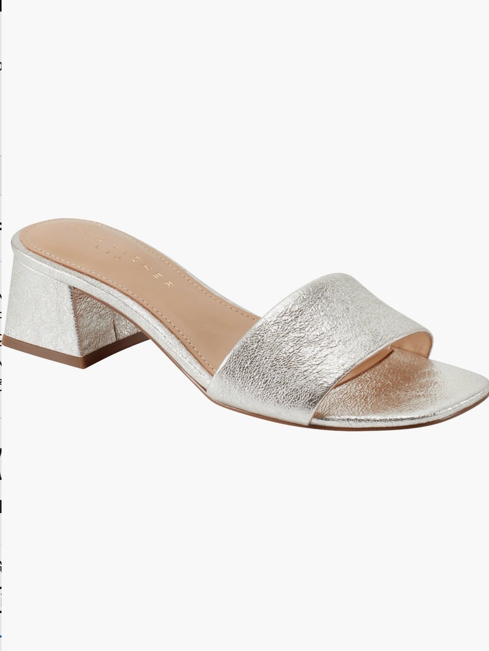 Marc Fisher Silver Olysa Slide Heeled Sandal
